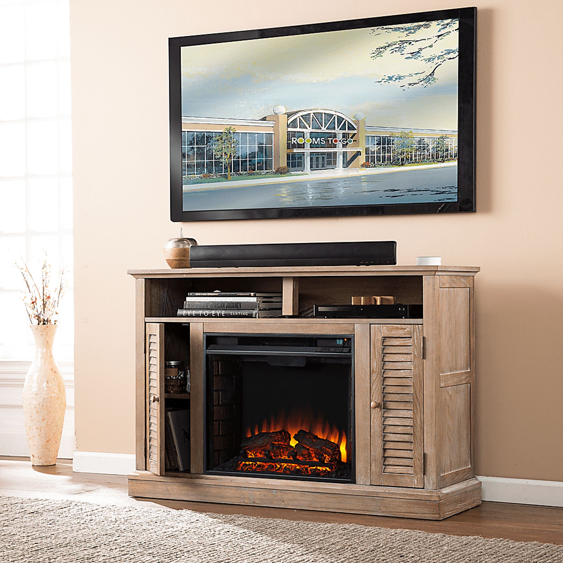 Dovnick Oak 48 in. Console with Electric Fireplace - Image 4