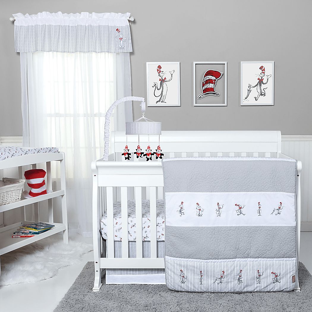 Dr. Seuss The Cat in the Hat Comes Back Gray 4 Pc Baby Bedding Set