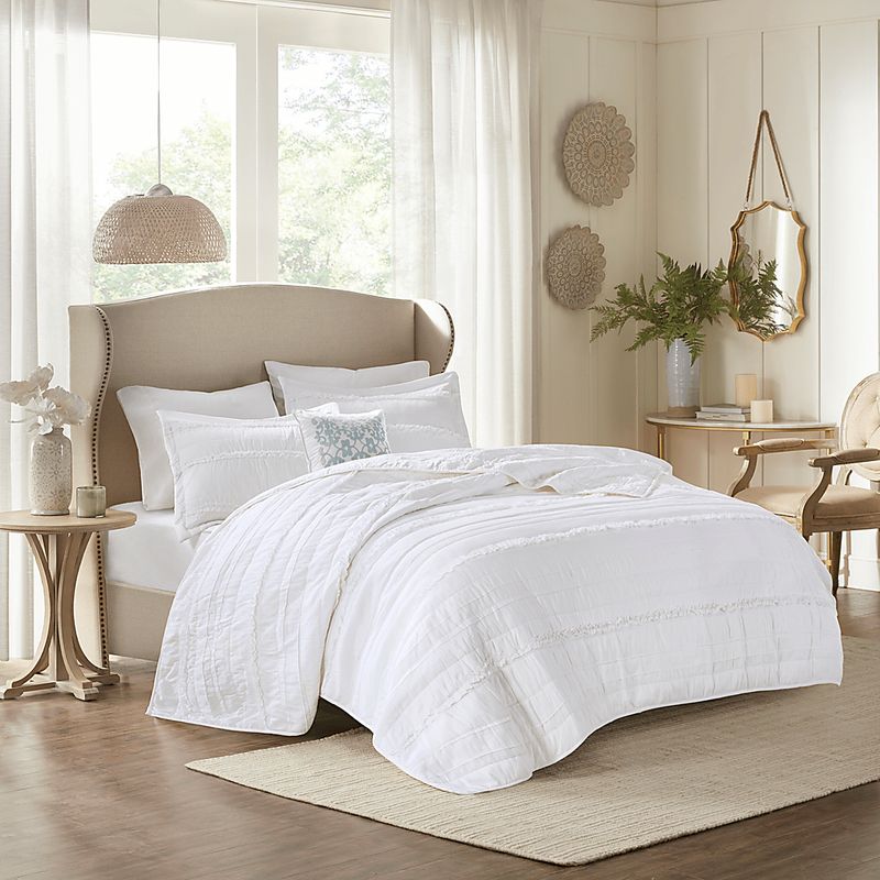 Dracaena White 4 Pc King/California King Quilt Set