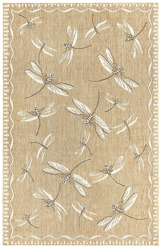 Dragonfly Dance Sand 4'10 x 7'6 Indoor/Outdoor Rug - Thumbnail - Image 1