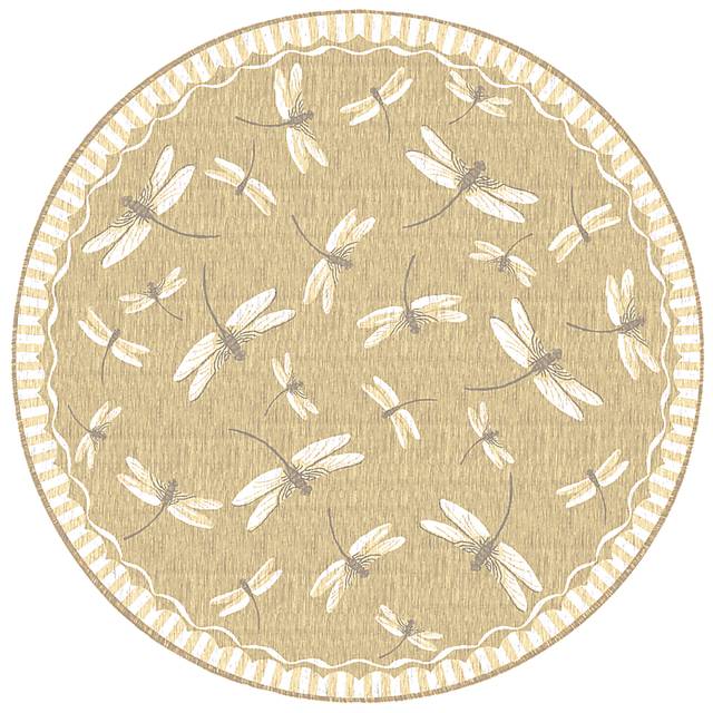Dragonfly Dance Sand 7'10 Round Indoor/Outdoor Rug - Thumbnail - Image 1