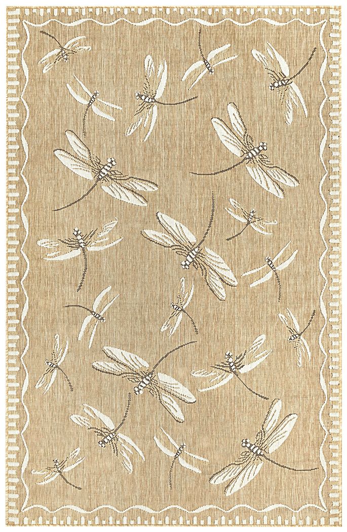 Dragonfly Dance Sand Beige Outdoor Rug | Rooms to Go