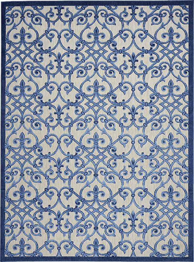 Drayce Blue 5' x 8' Indoor/Outdoor Rug - Thumbnail - Image 1