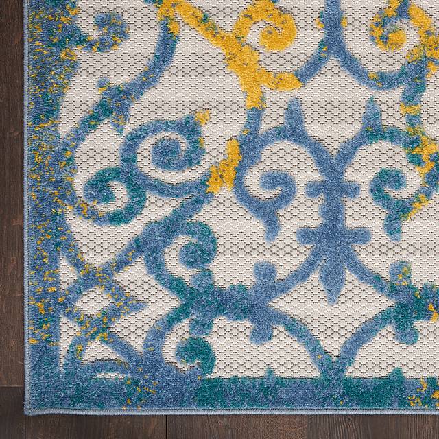 Drayce Ivory/Blue 5'3 x 7'5 Indoor/Outdoor Rug - Thumbnail - Image 6