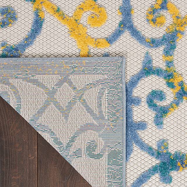 Drayce Ivory/Blue 5'3 x 7'5 Indoor/Outdoor Rug - Thumbnail - Image 7