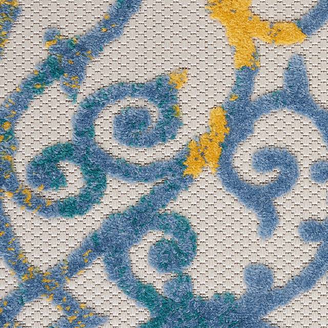 Drayce Ivory/Blue 5'3 x 7'5 Indoor/Outdoor Rug - Thumbnail - Image 8