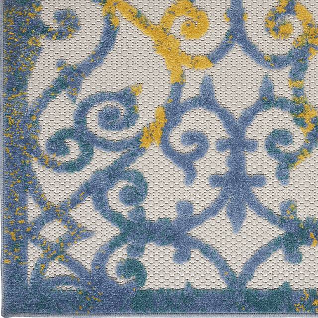 Drayce Ivory/Blue 5'3 x 7'5 Indoor/Outdoor Rug - Thumbnail - Image 10
