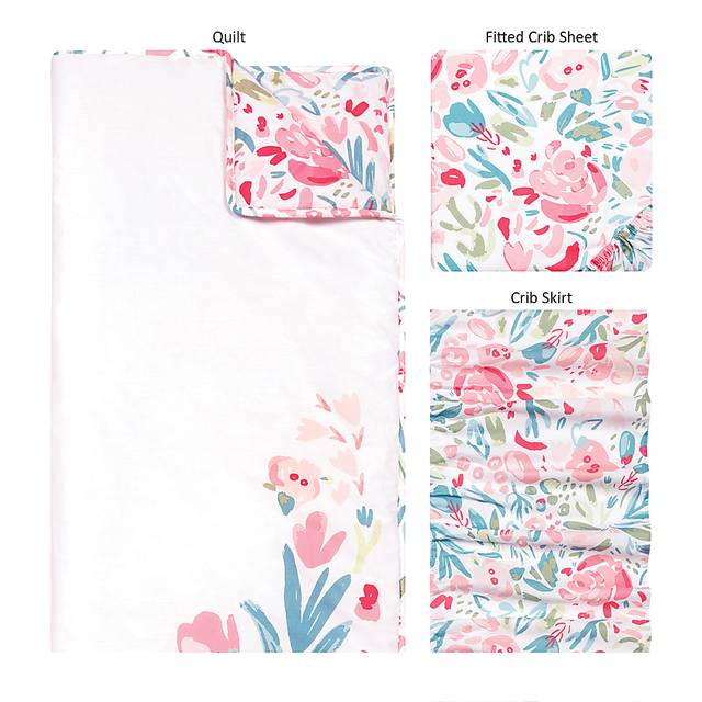 Dream Blossom Pink 3 Pc Baby Bedding Set - Thumbnail - Image 2