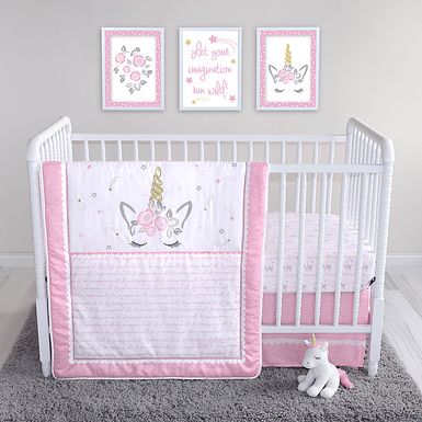 Dreaming Unicorn Pink 4 Pc Baby Bedding Set