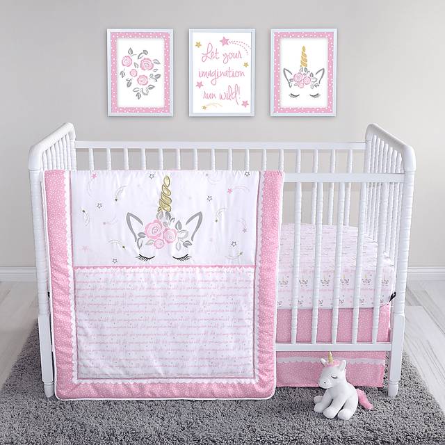 Dreaming Unicorn Pink 4 Pc Baby Bedding Set - Thumbnail - Image 1