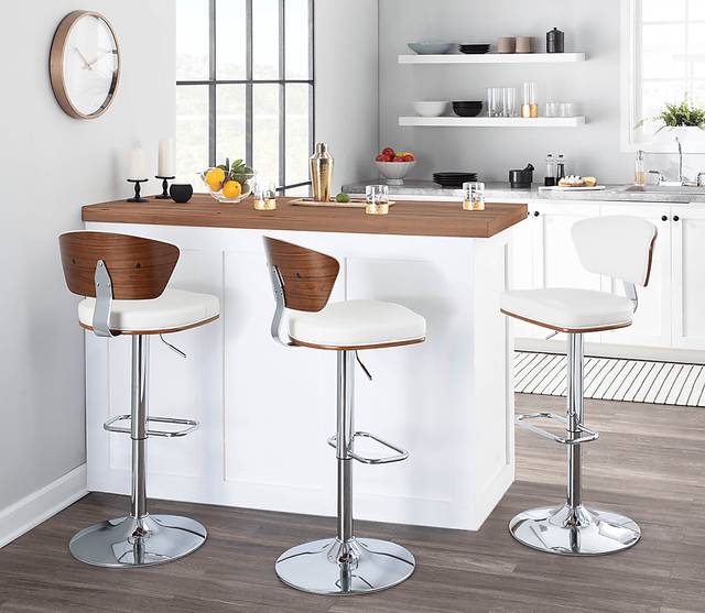 Dreem White Adjustable Swivel Counter Height Stool, Set of 3 - Thumbnail - Image 2