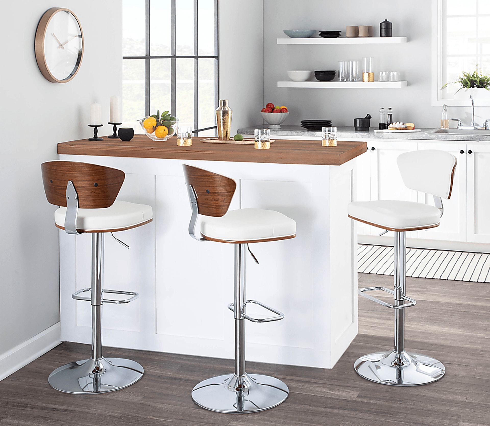 Dreem White Adjustable Swivel Counter Height Stool, Set of 3 - Image 2