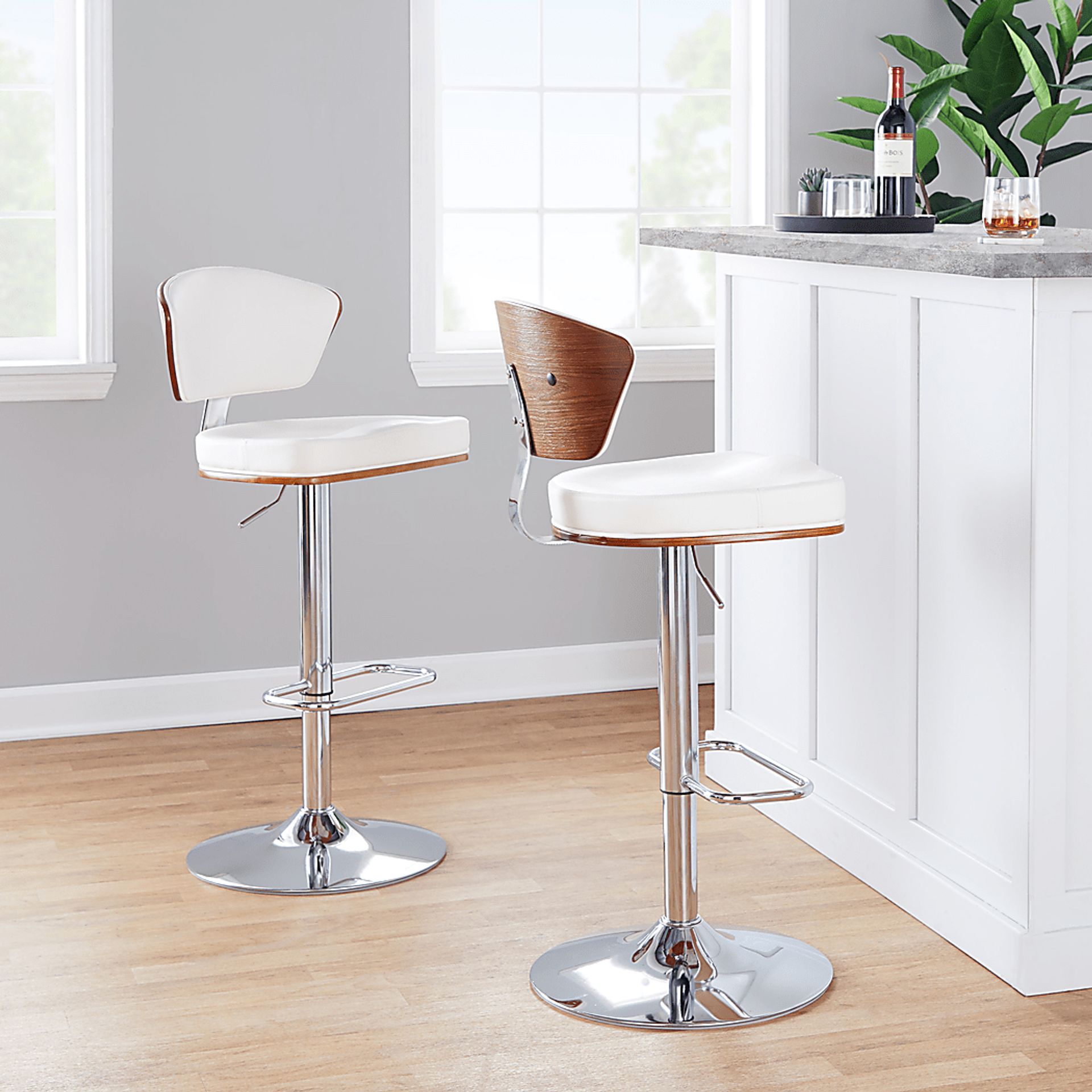 Dreem White Adjustable Swivel Counter Height Stool, Set of 3 - Image 3