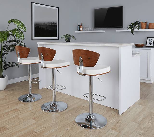 Dreem White Adjustable Swivel Counter Height Stool, Set of 3 - Thumbnail - Image 5