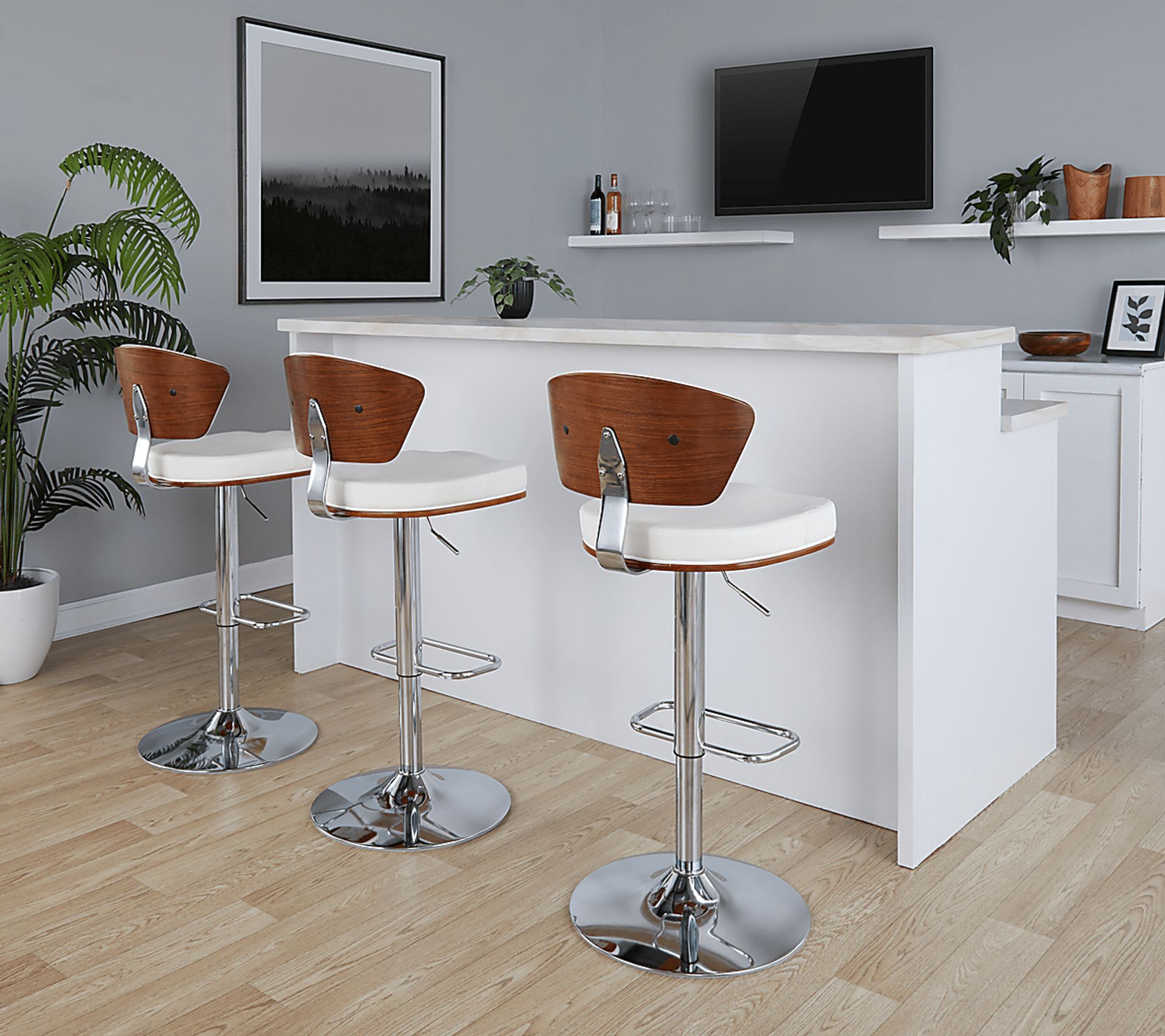 Dreem White Adjustable Swivel Counter Height Stool, Set of 3 - Image 5