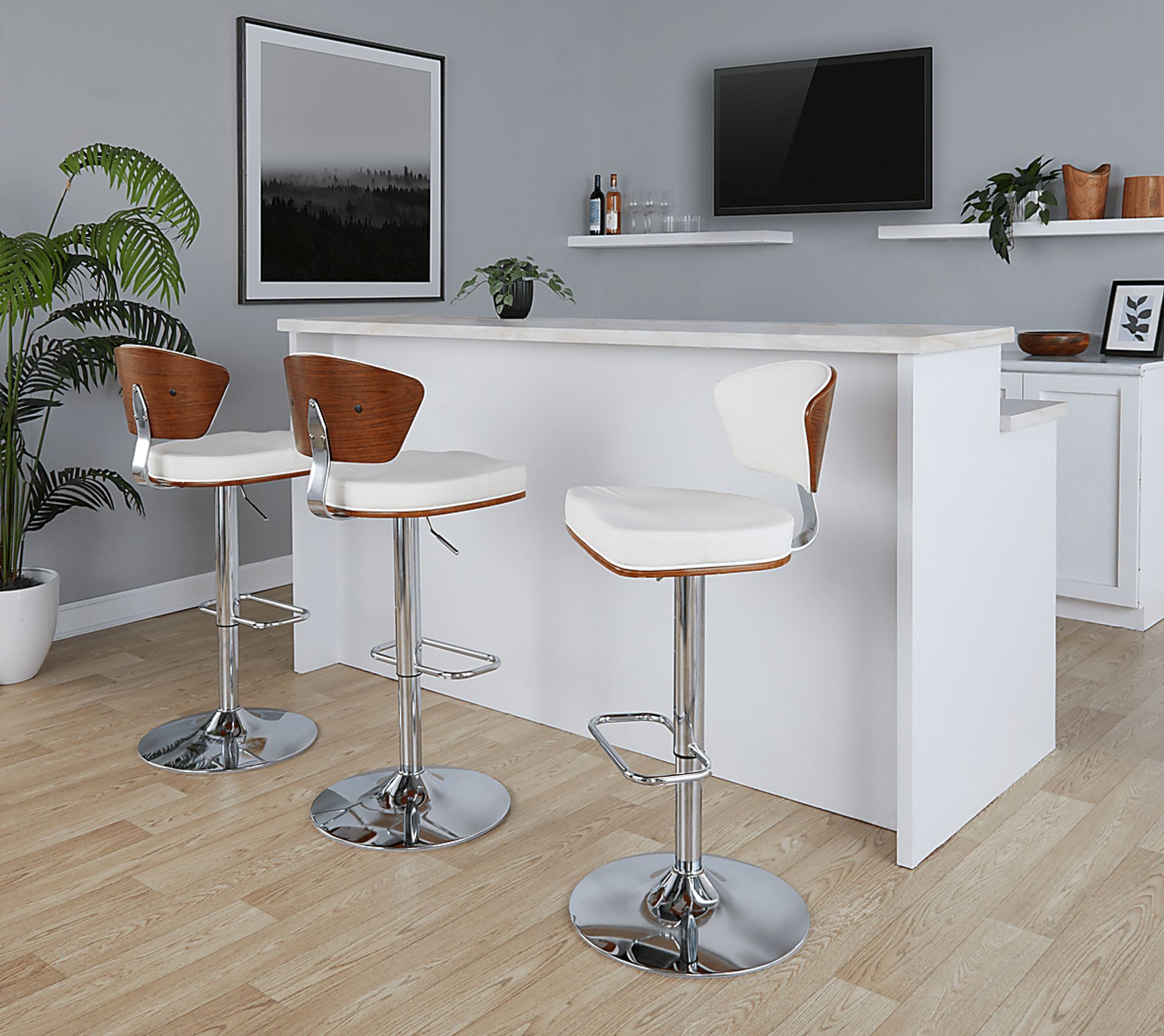 Dreem White Adjustable Swivel Counter Height Stool, Set of 3 - Image 6