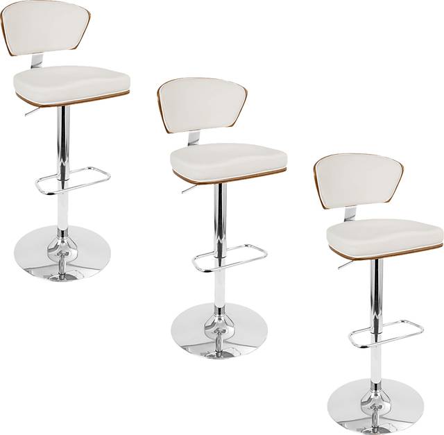Dreem White Adjustable Swivel Counter Height Stool, Set of 3 - Thumbnail - Image 1