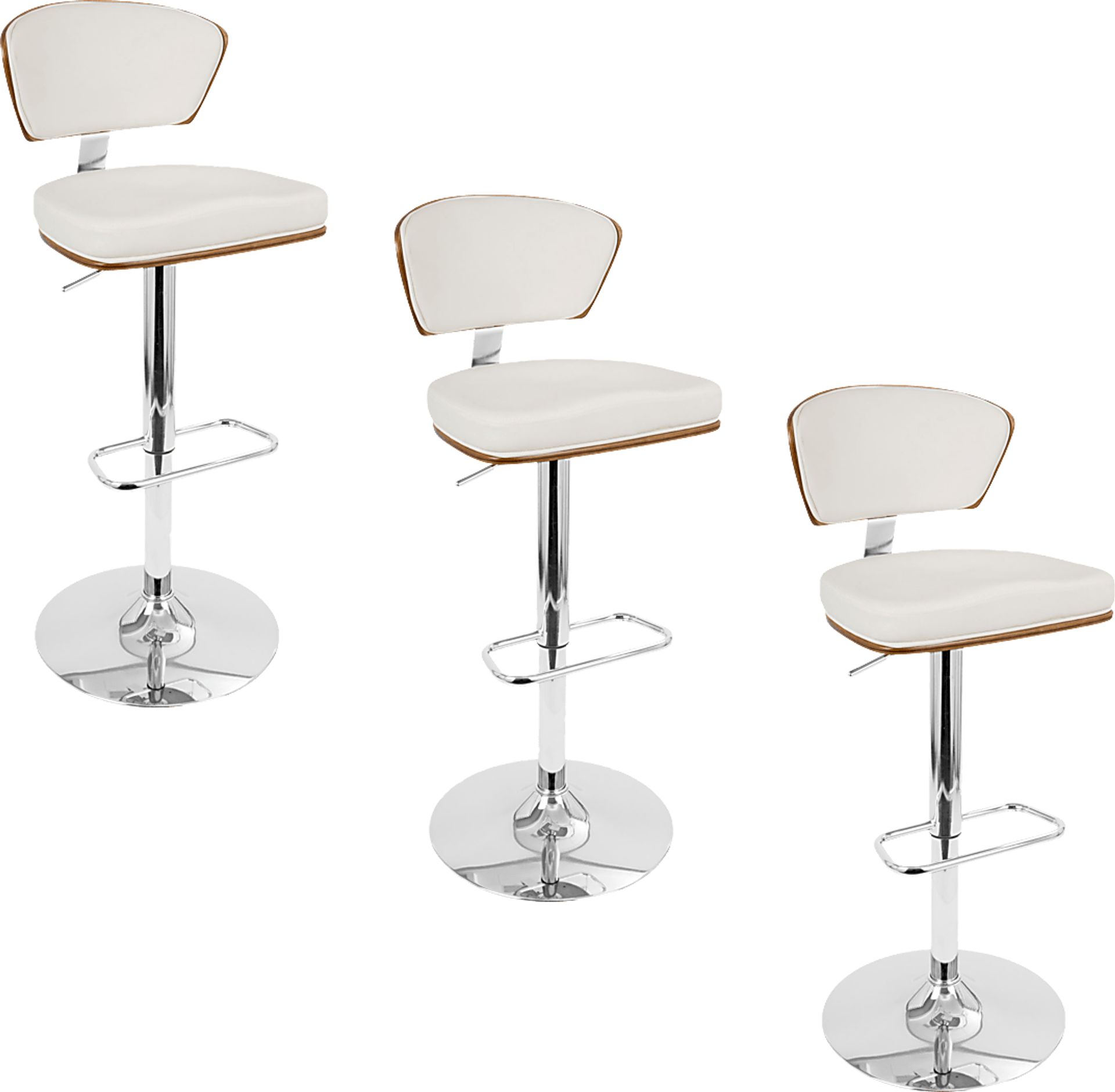 Dreem White Adjustable Swivel Counter Height Stool, Set of 3 - Image 1