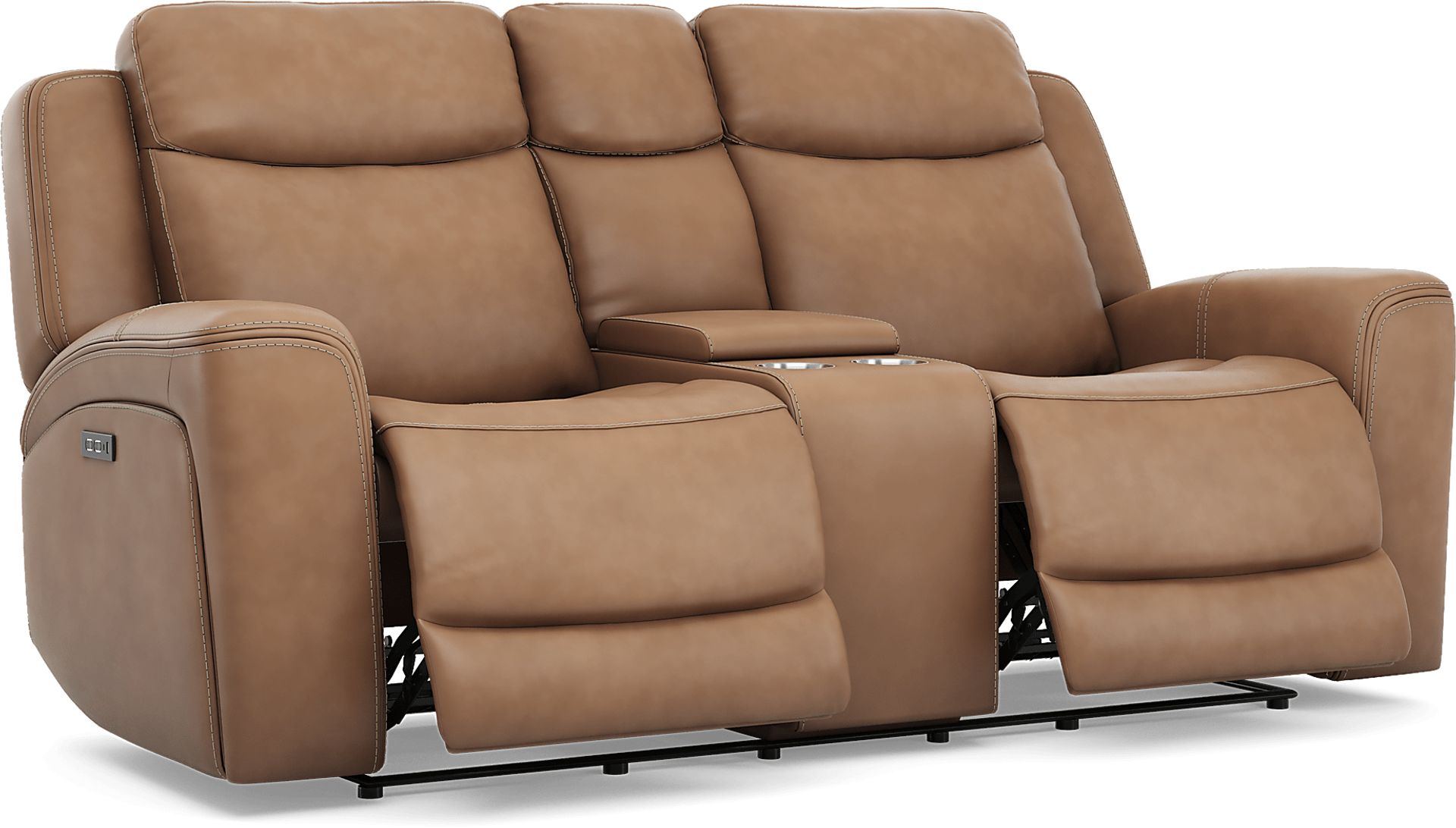 Davidson Caramel Leather 7 Pc Dual Power Reclining Living Room - Image 11
