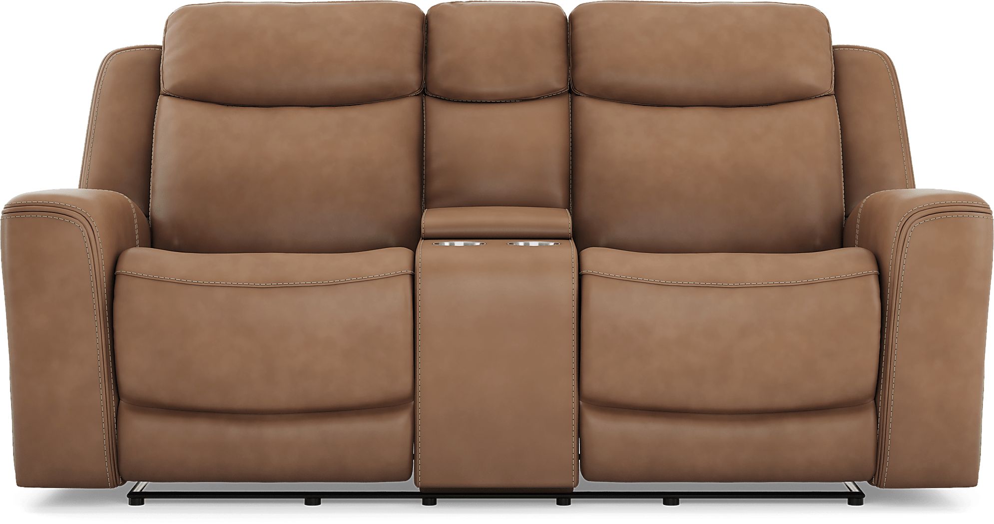 Drew & Jonathan Davidson Caramel Brown Leather Dual Power Reclining ...