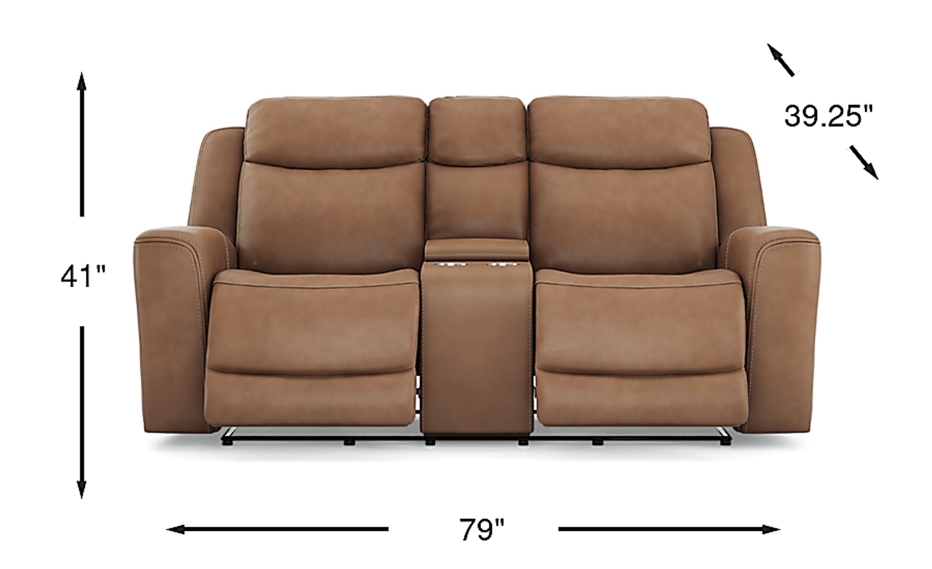 Drew & Jonathan Davidson Caramel Brown Leather Dual Power Reclining Loveseat Rooms to Go