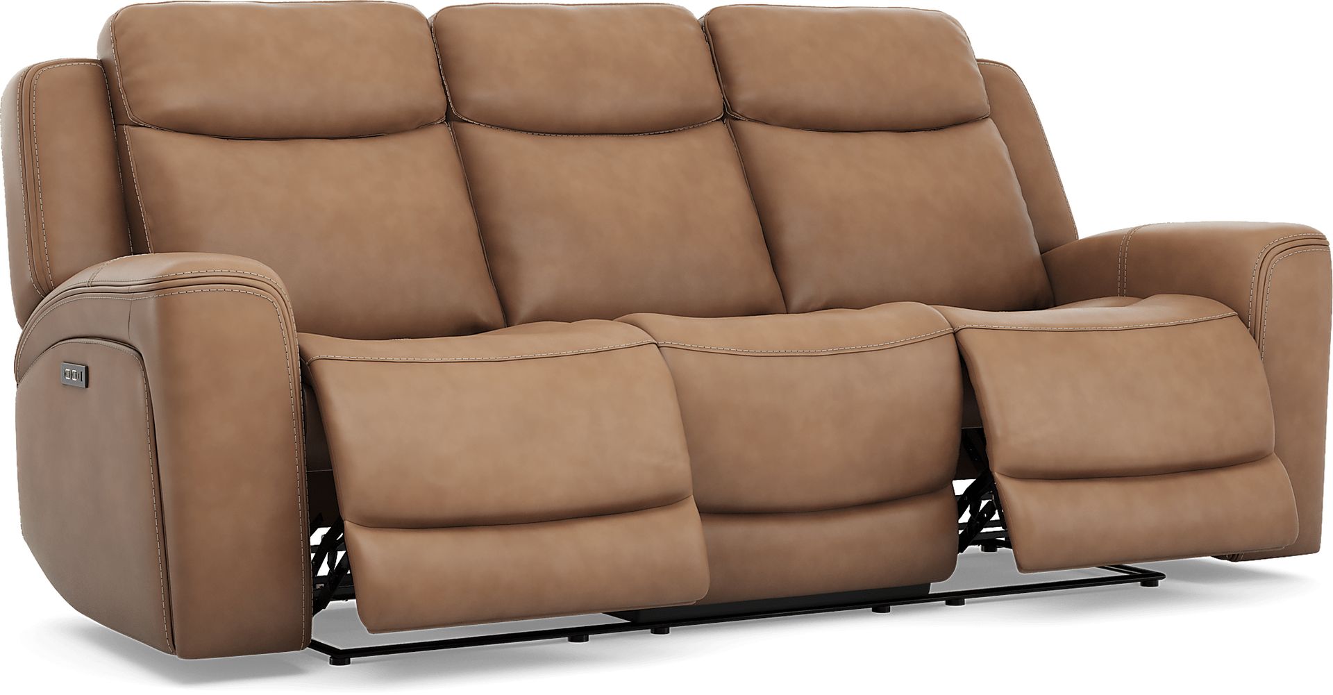 Davidson Caramel Leather 7 Pc Dual Power Reclining Living Room - Image 3
