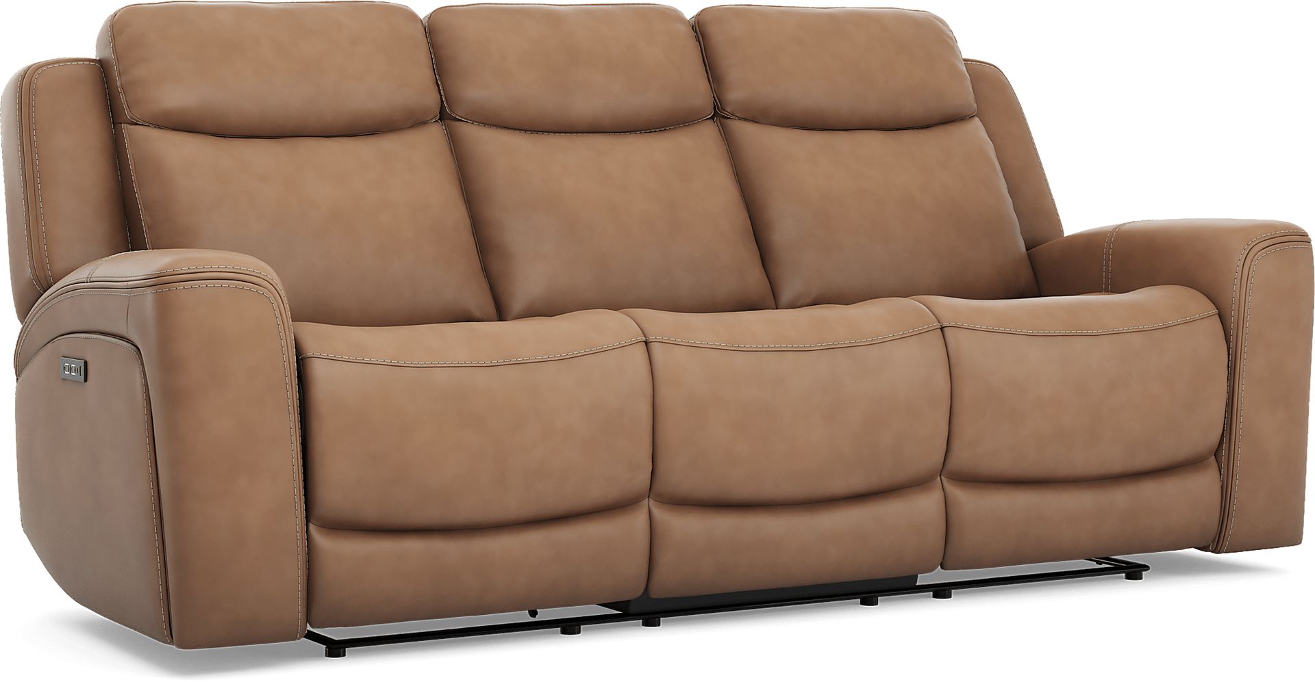Davidson Caramel Leather 7 Pc Dual Power Reclining Living Room - Image 6