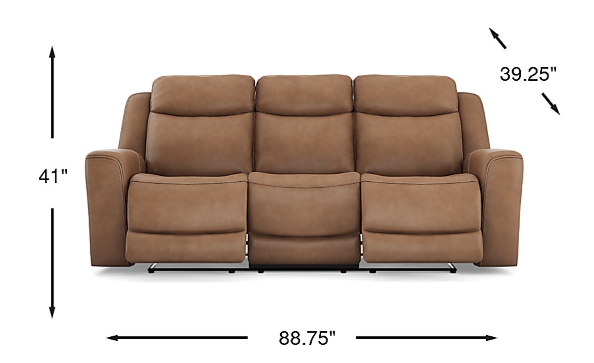 Drew & Jonathan Davidson Caramel Brown Leather Dual Power Reclining ...