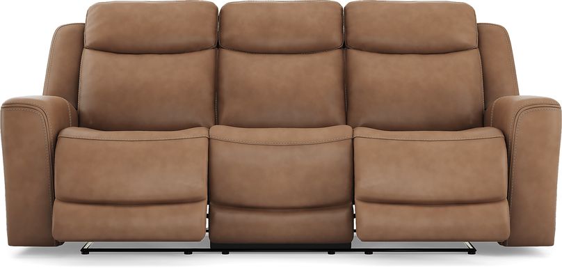 Davidson Caramel Leather Dual Power Reclining Sofa