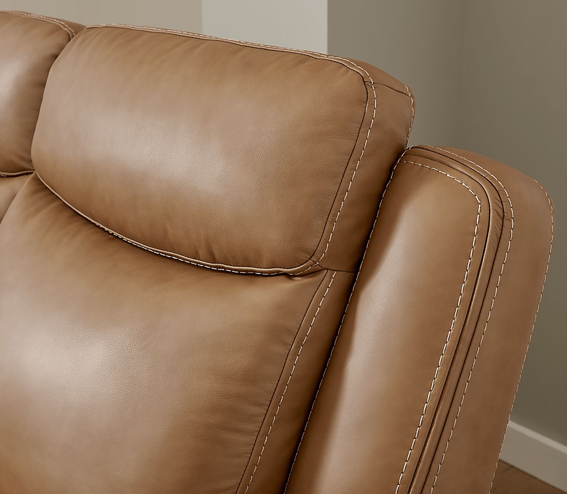 Davidson Caramel Leather 2 Pc Living Room with Dual Power Reclining Sofa - Image 12
