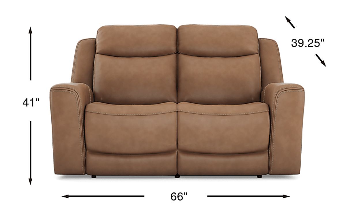 Drew & Jonathan Davidson Caramel Brown Leather Stationary Loveseat ...
