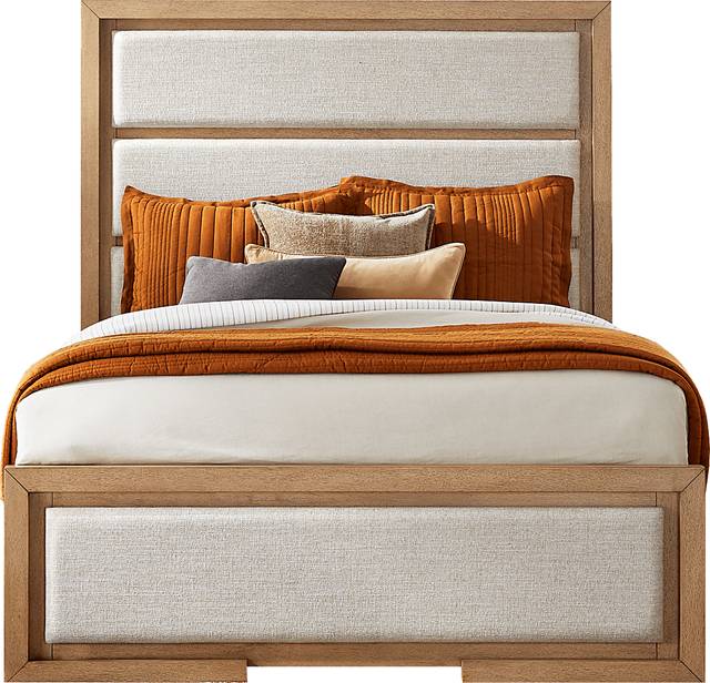 Alpine Lake Light Oak 7 Pc Queen Upholstered Bedroom - Thumbnail - Image 2