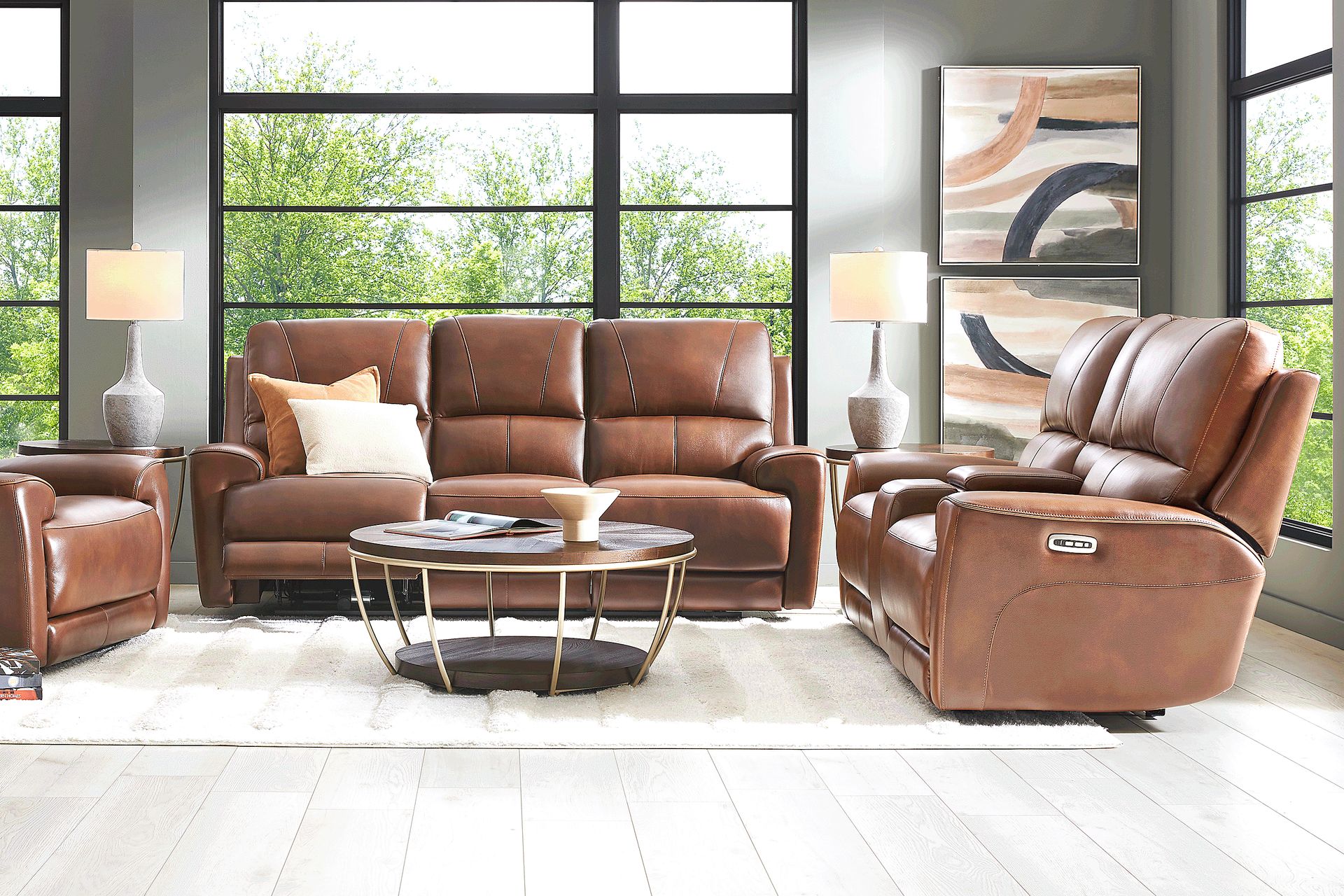 Fremont Brown Leather 7 Pc Dual Power Reclining Living Room - Image 1