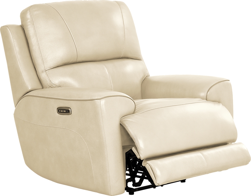 Fremont Almond Leather Dual Power Recliner