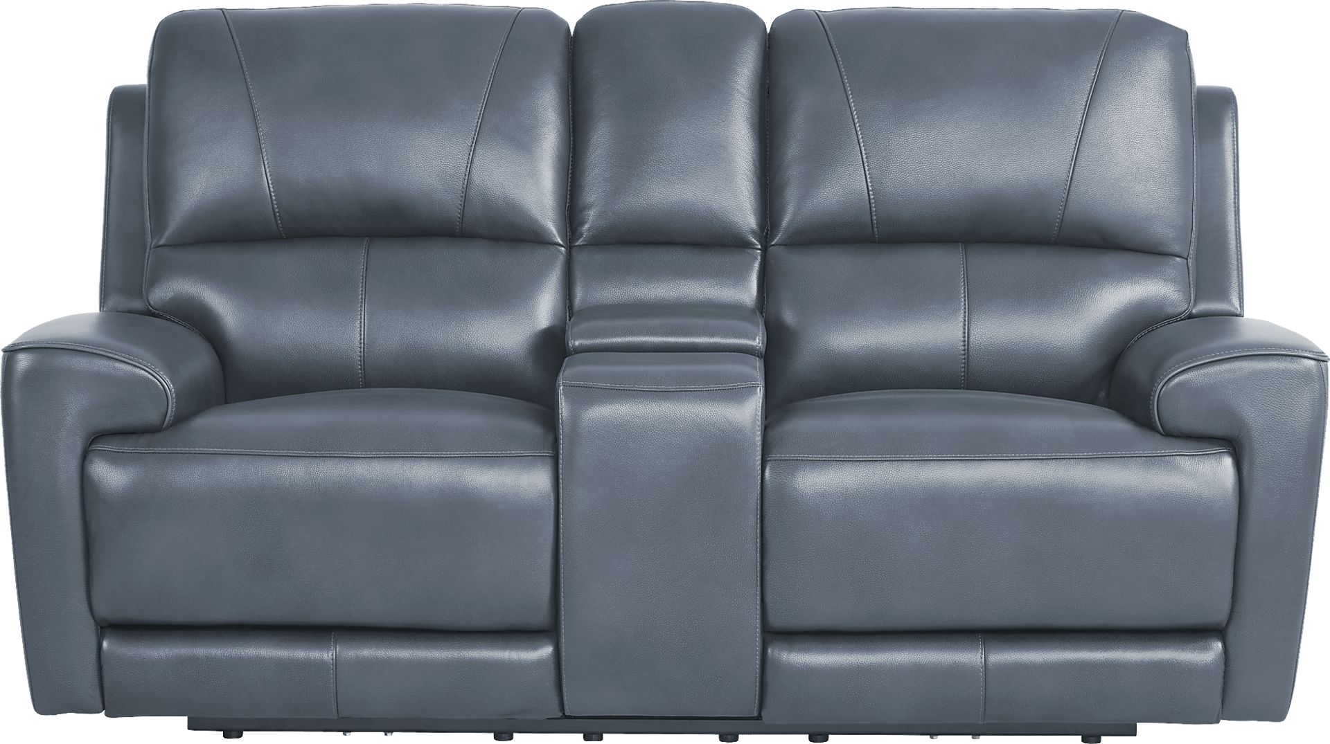 Fremont Blue Leather Dual Power Reclining Console Loveseat - Image 2