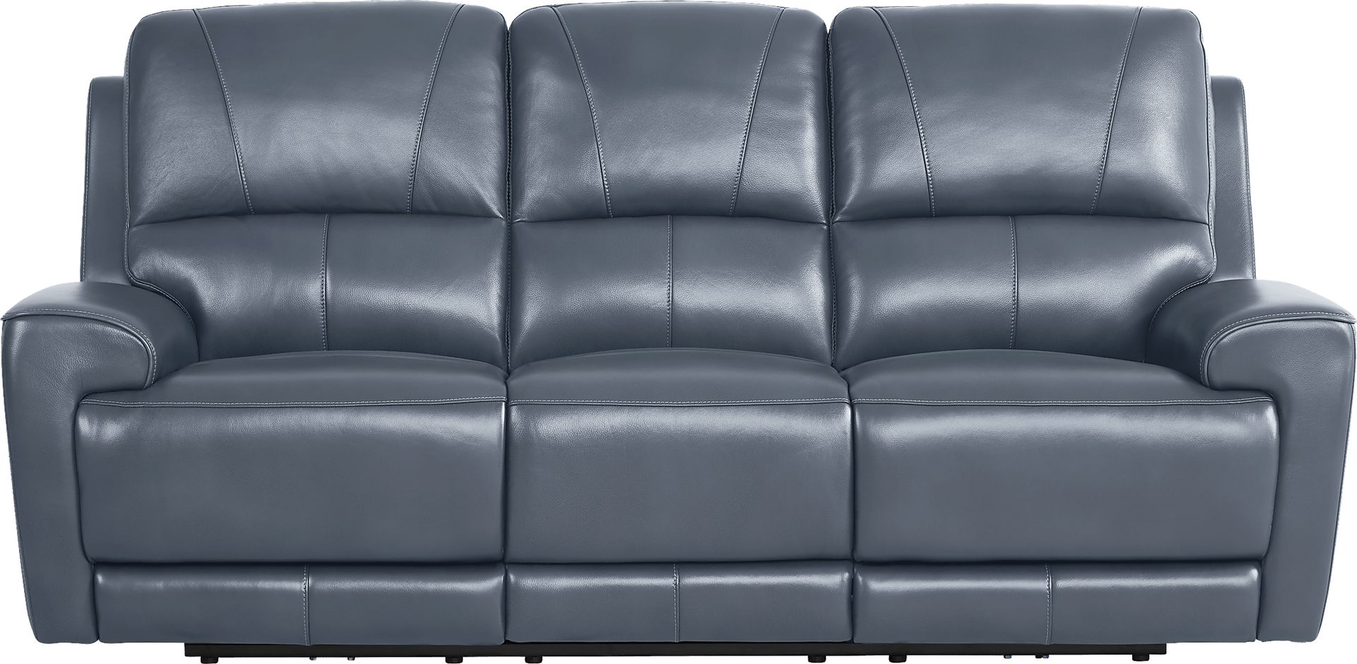 Fremont Blue Leather Dual Power Reclining Sofa - Image 3