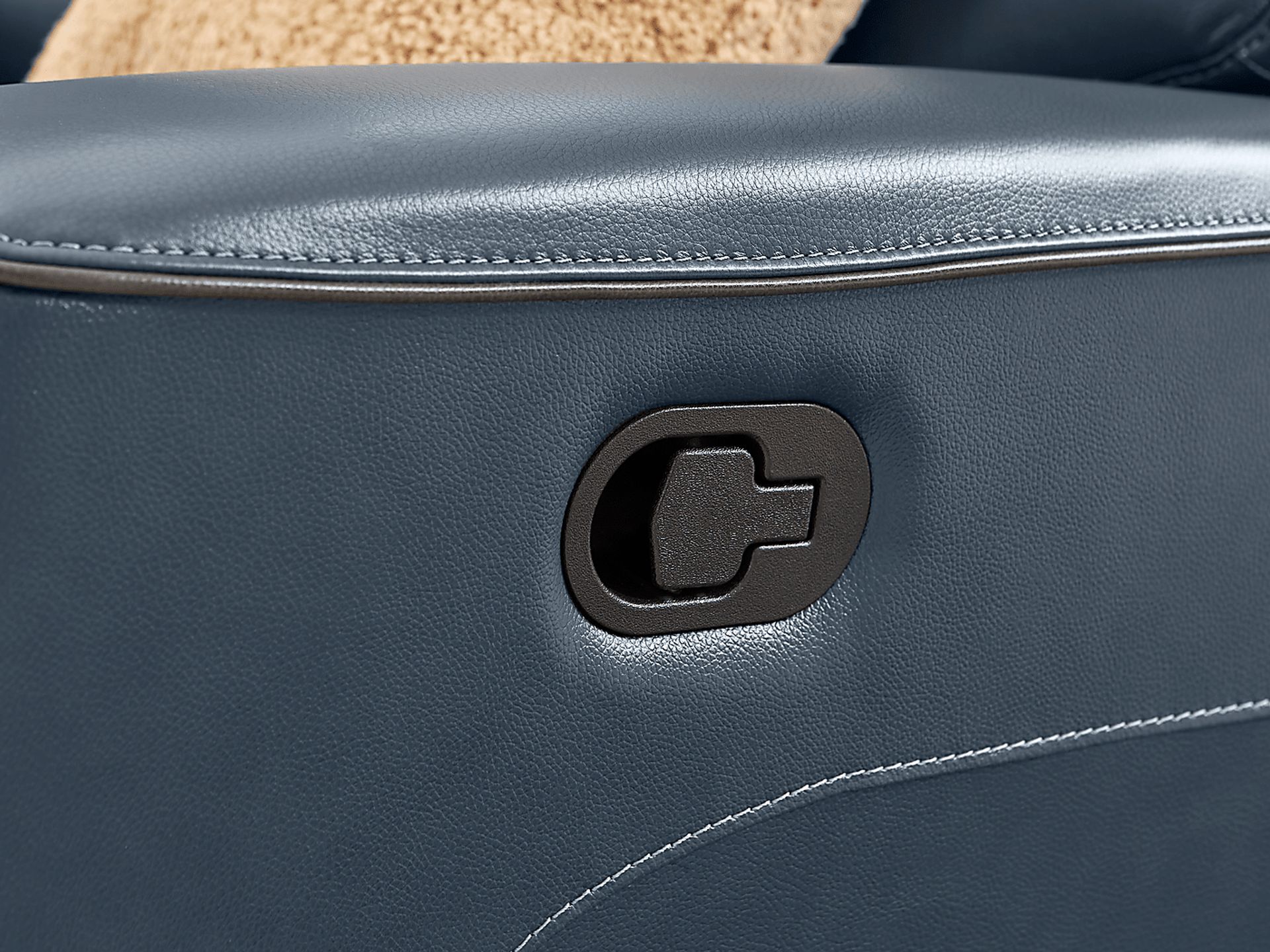 Fremont Blue Leather Reclining Loveseat - Image 4