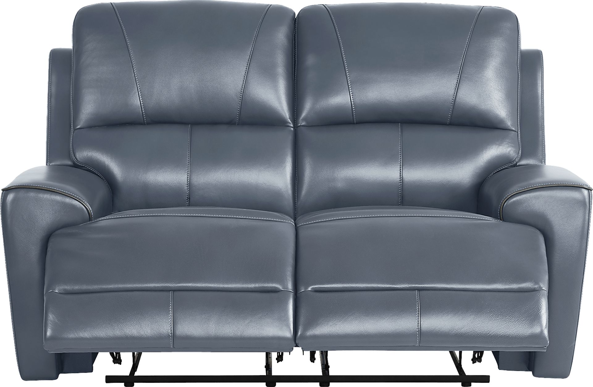 Fremont Blue Leather Reclining Loveseat - Image 1