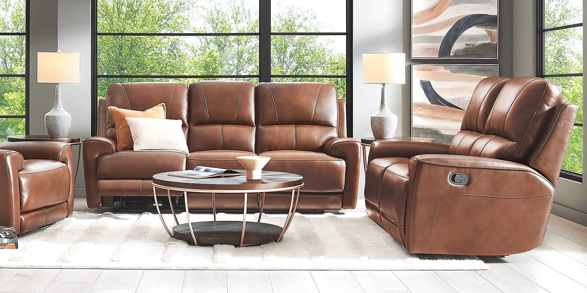 Fremont Brown Leather Reclining Loveseat - Image 2