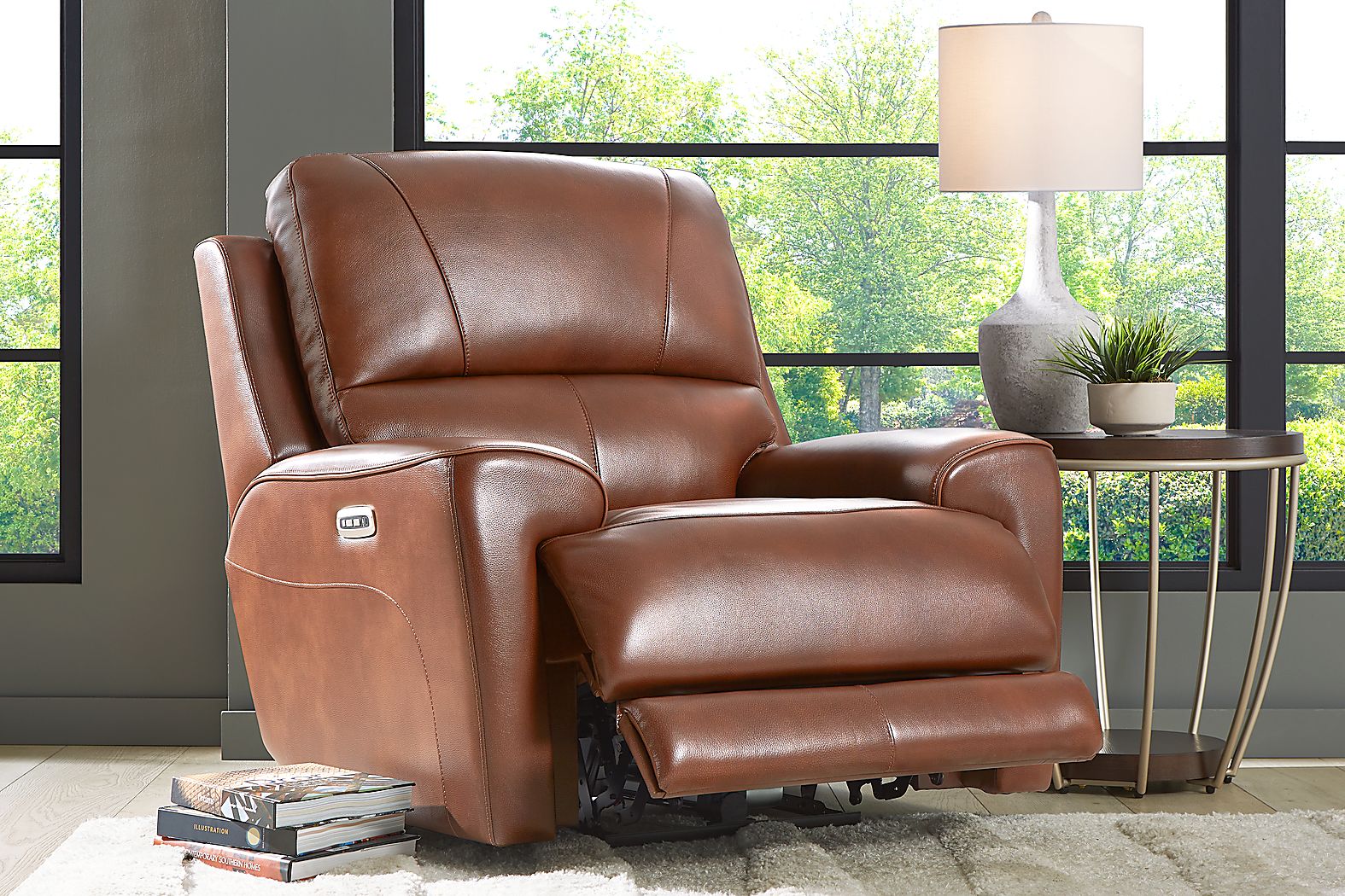 Fremont Leather Dual Power Recliner - Thumbnail 3