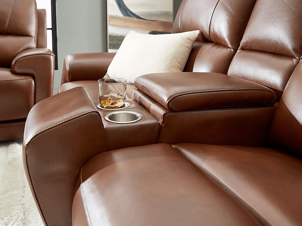 Drew Jonathan Fremont Pc Brown Leather Dual Power Reclining