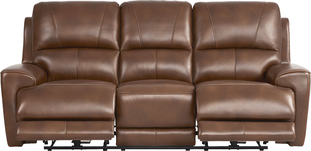 Drew & Jonathan Fremont Brown Leather Dual Power Reclining Sofa