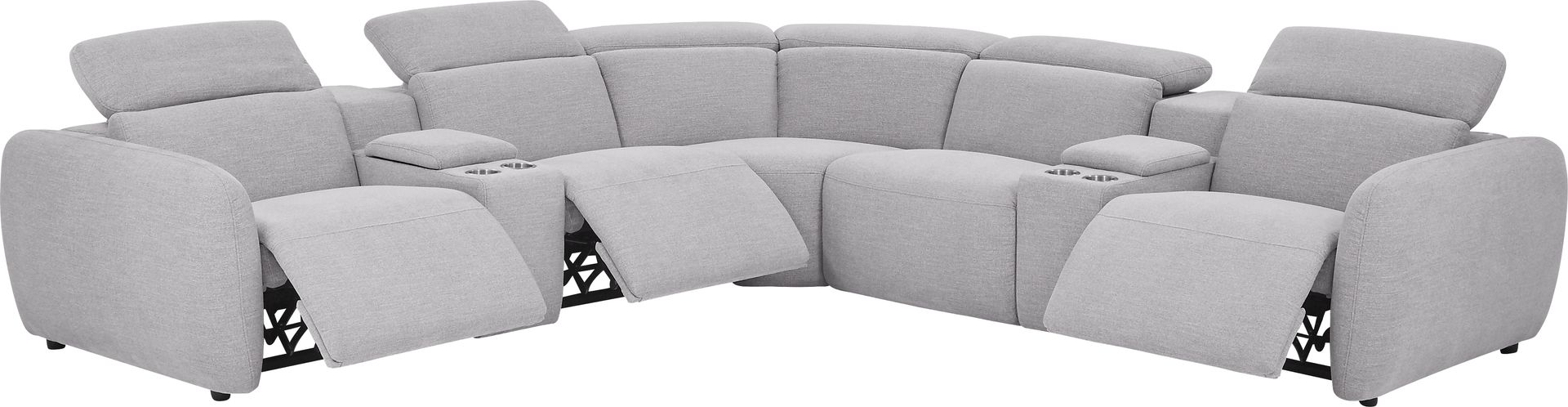 Westlake Light Gray 7 Pc Dual Power Reclining Sectional - Image 3
