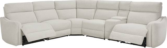 Yountville White 6 Pc Dual Power Reclining Sectional - Thumbnail - Image 4