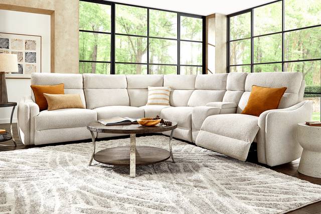 Yountville White 6 Pc Dual Power Reclining Sectional - Thumbnail - Image 2