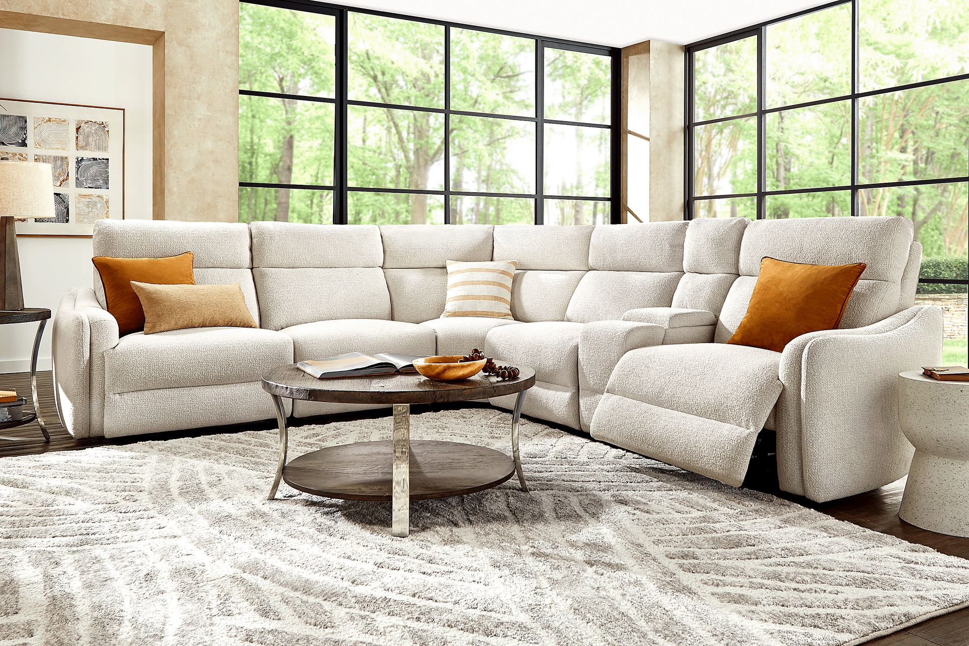 Yountville White 6 Pc Dual Power Reclining Sectional - Image 2