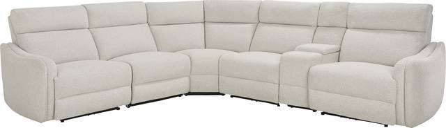 Yountville White 6 Pc Dual Power Reclining Sectional - Thumbnail - Image 1