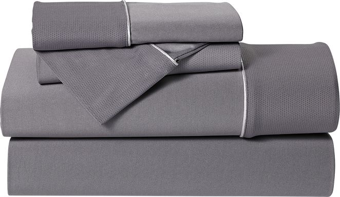 Dri-Tec Performance Grey 4 Pc Queen Bed Sheet Set