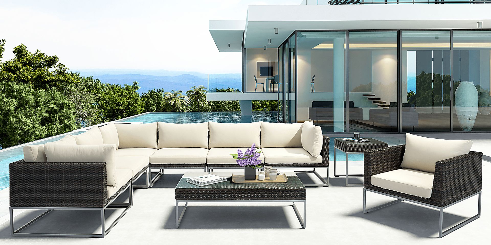 Drini Beach Gray Outdoor 9 Pc Sectional - Image 1