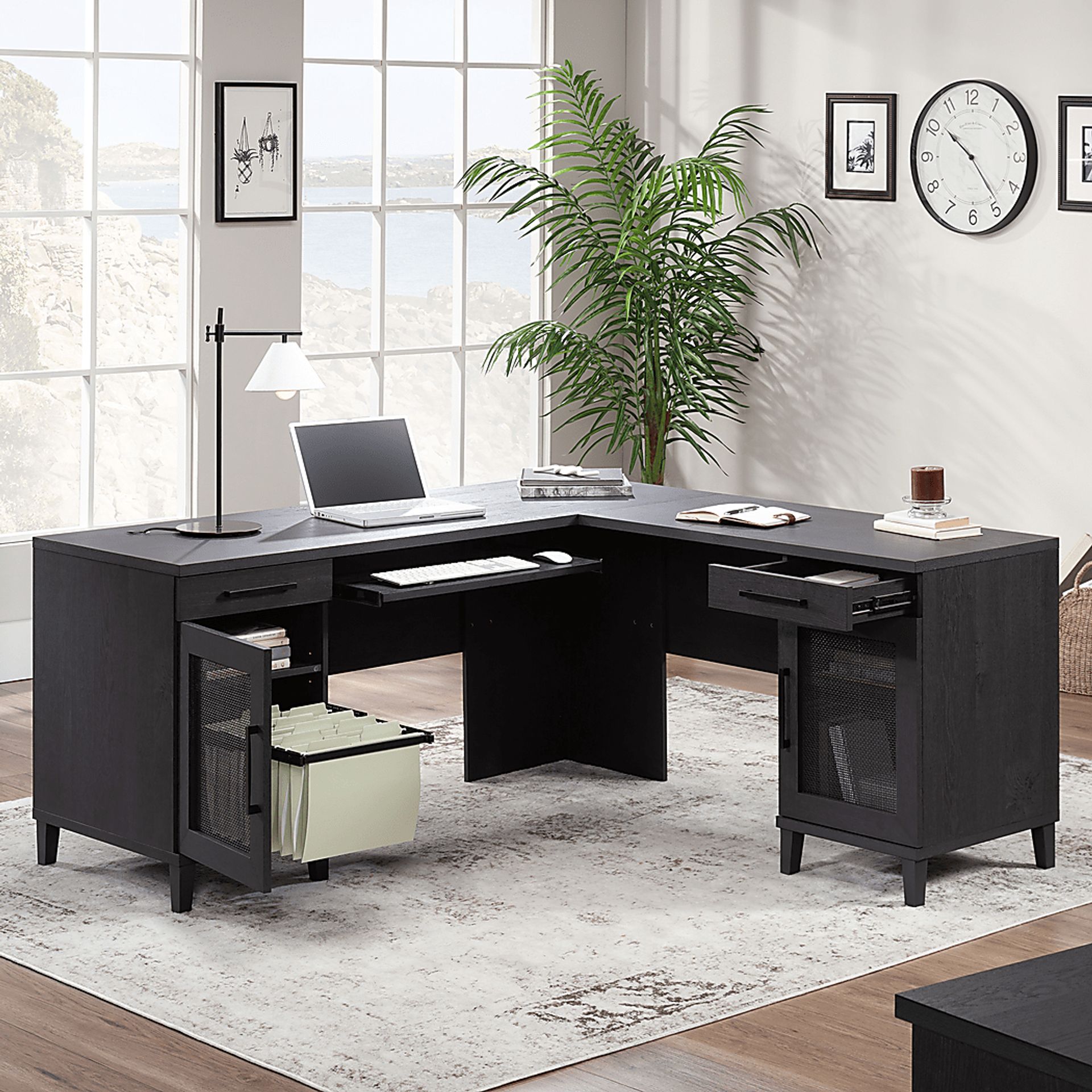 Drogheda Black L-Desk - Image 2